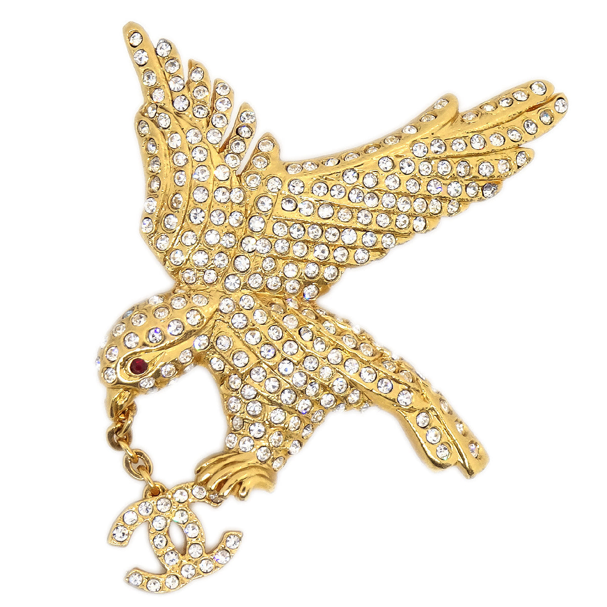 CHANEL 2001 Eagle Crystal Brooch Pin 24657