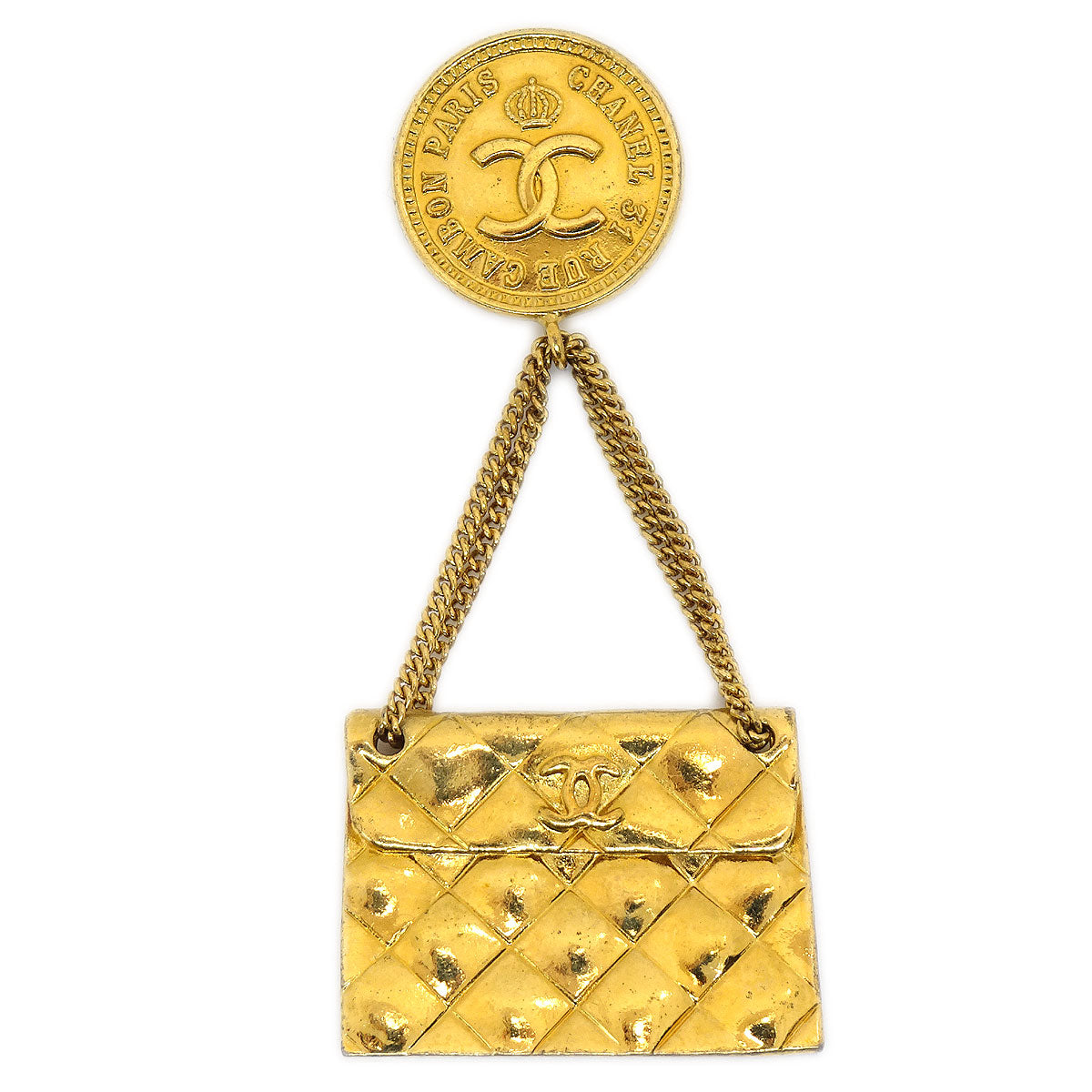 CHANEL 1994 Bag Brooch Pin Gold 29 AK35524d