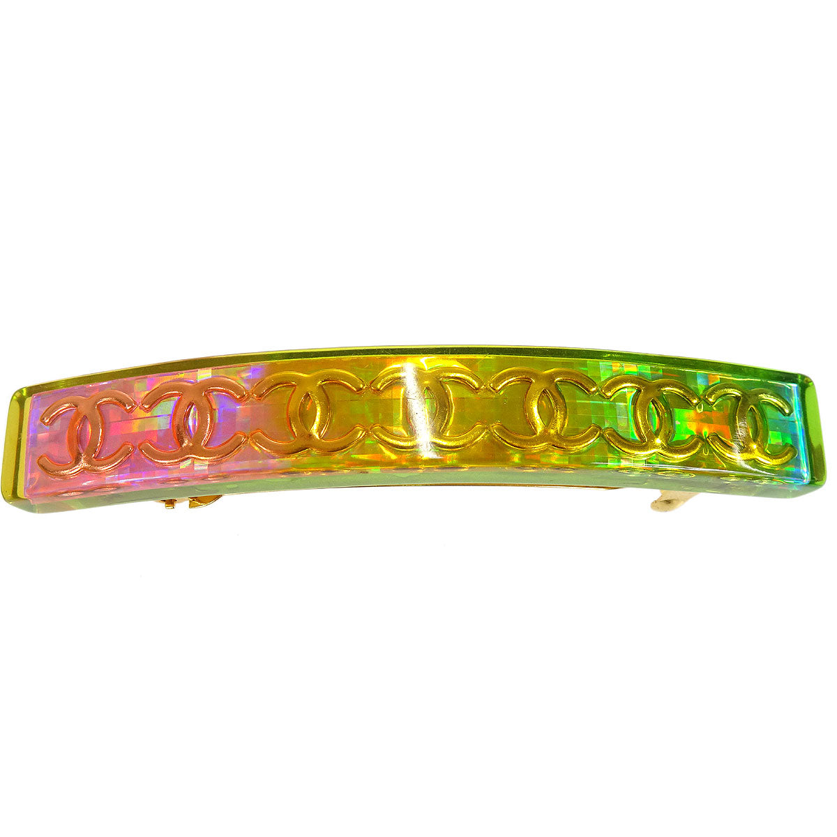 CHANEL 1997 Rainbow Lucite Hair Clip Barrette 46476