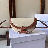 BESACE 23 IN WHITE CANVAS AND BROWN CALFSKIN Amelia Amelia
