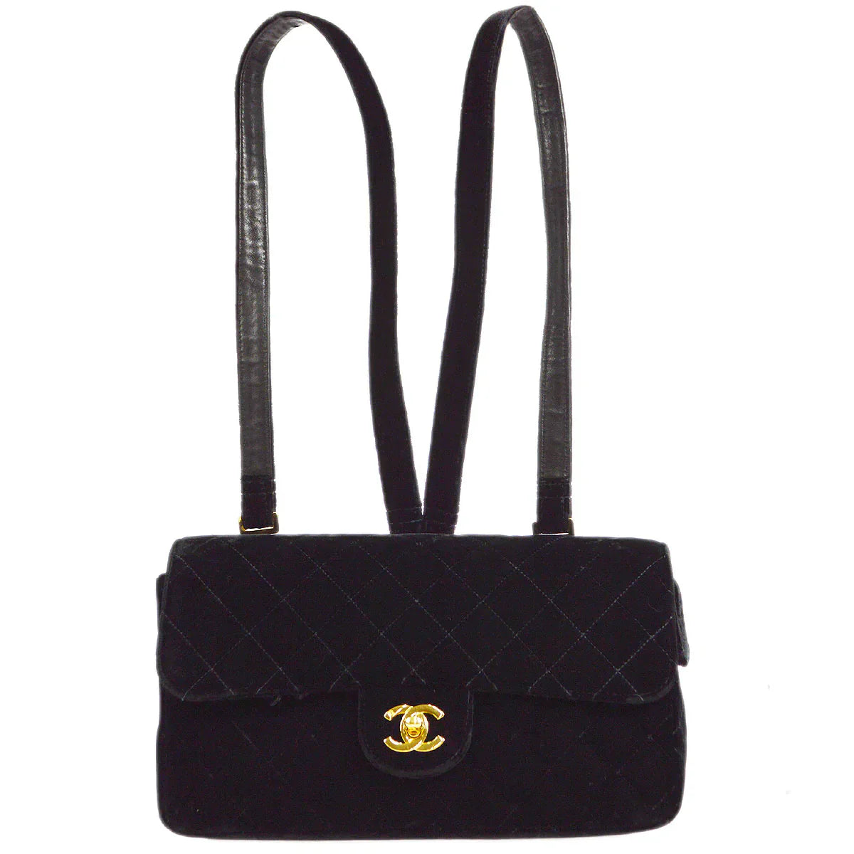 CHANEL 1994-1996 Classic Flap Backpack Black Velvet