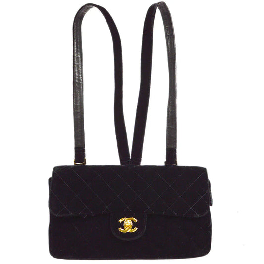 CHANEL Classic Flap Backpack Black Velvet 25502