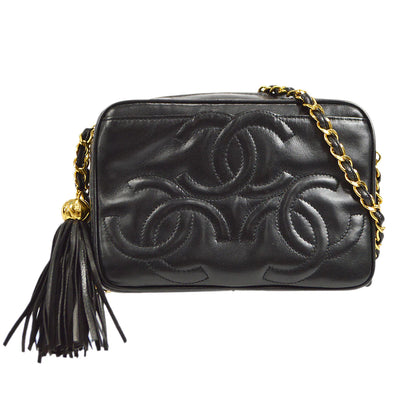 CHANEL 1994-1996 Triple CC Camera Bag Mini Black Lambskin 46417