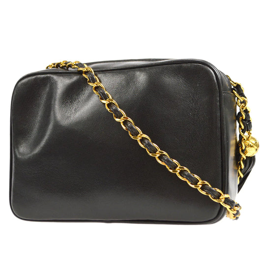 CHANEL 1994-1996 Triple CC Camera Bag Mini Black Lambskin 46417