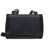 CHANEL 1997-1999 Bead Shoulder Bag Black Satin S08768c