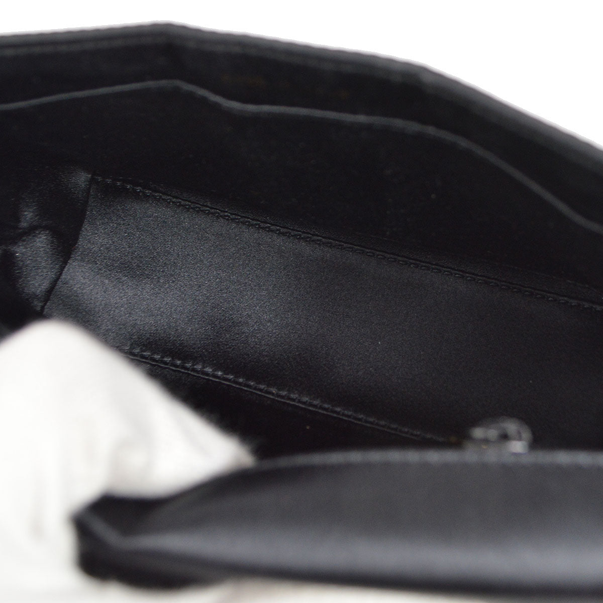 CHANEL 1997-1999 Bead Shoulder Bag Black Satin S08768c