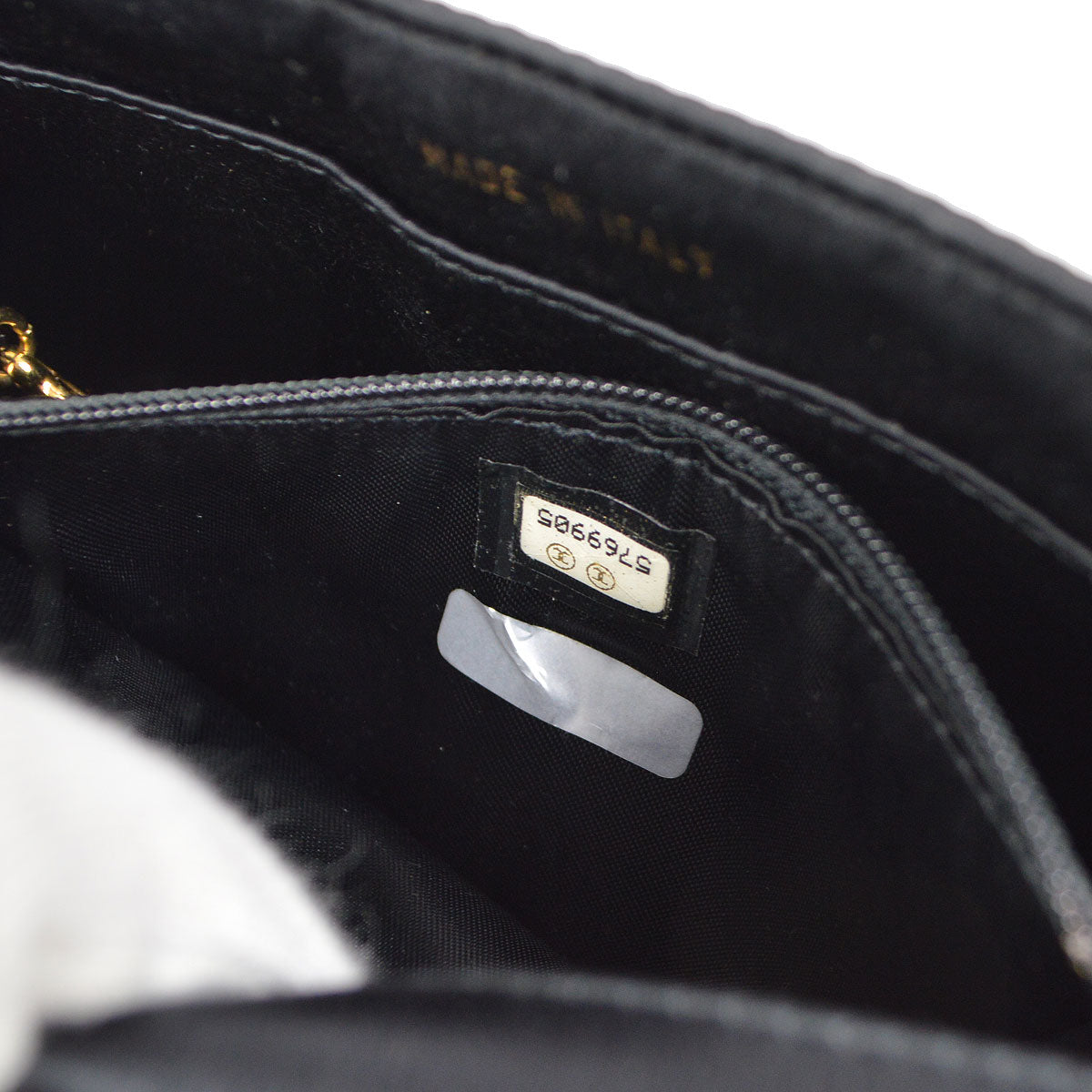 CHANEL 1997-1999 Bead Shoulder Bag Black Satin S08768c
