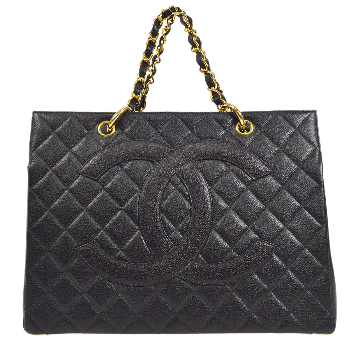 CHANEL 1994-1996 Chain Tote Bag Black Caviar 17142