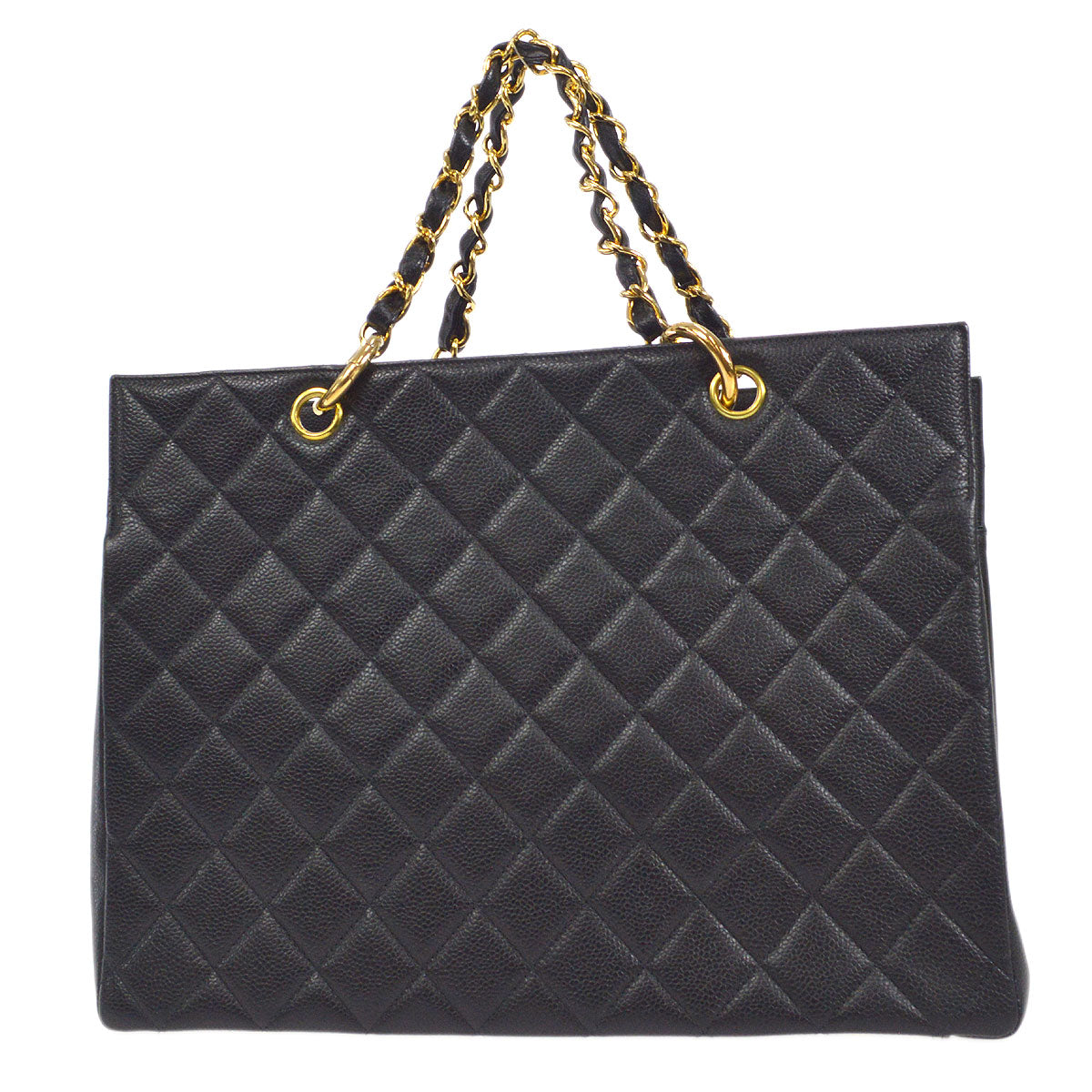 CHANEL 1994-1996 Chain Tote Bag Black Caviar 17142
