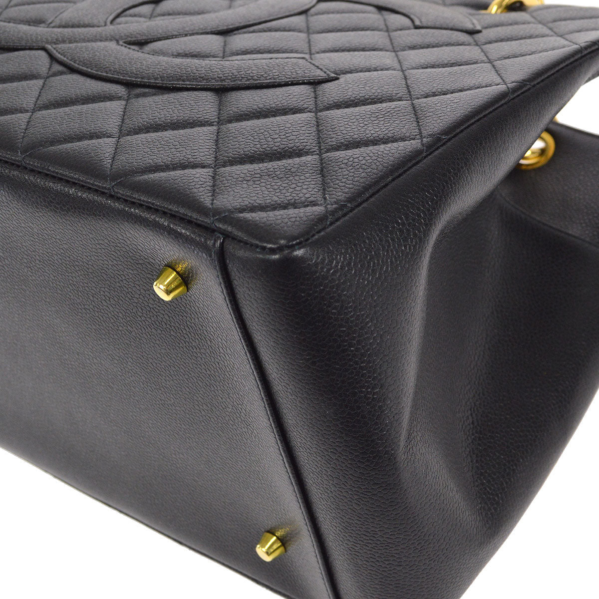 CHANEL 1994-1996 Chain Tote Bag Black Caviar 17142