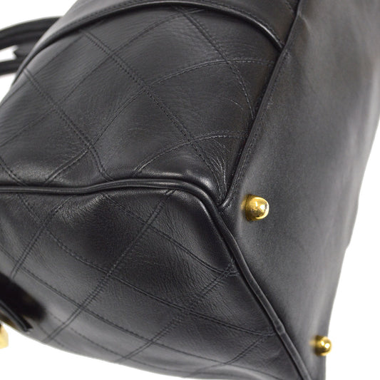 CHANEL 1994-1996 Cosmoline 2way Boston 35 Black Calfskin