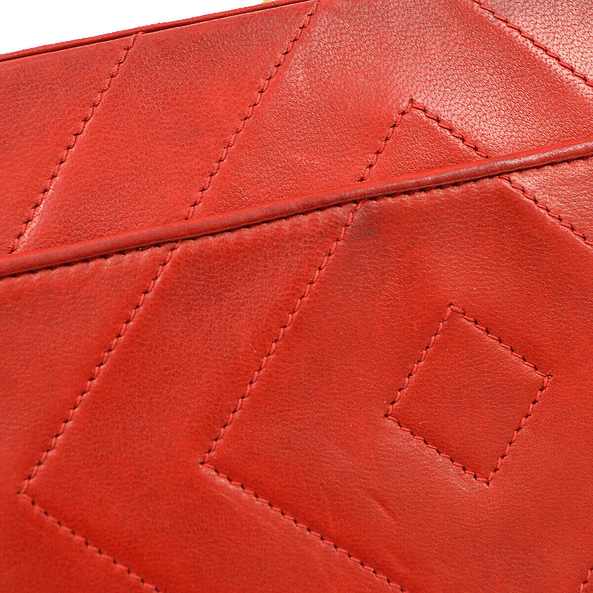CHANEL 1996-1997 Diamond Box Vanity Shoulder Bag Red Lambskin 42441