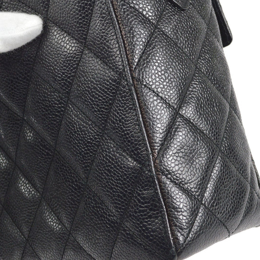 CHANEL 1996-1997 Flap Box Shoulder Bag Small Black Caviar