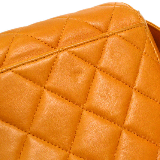 CHANEL 1997-1999 Flap Handbag Mini SHW Orange Lambskin 26317