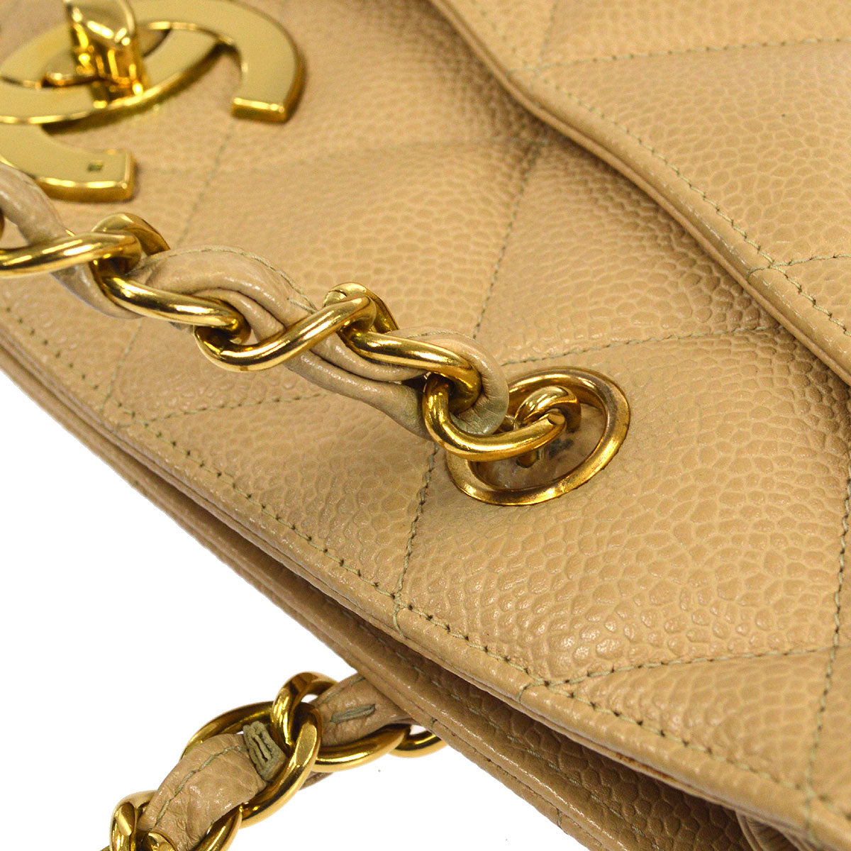 CHANEL Pocket Chain Tote Beige Caviar 26469