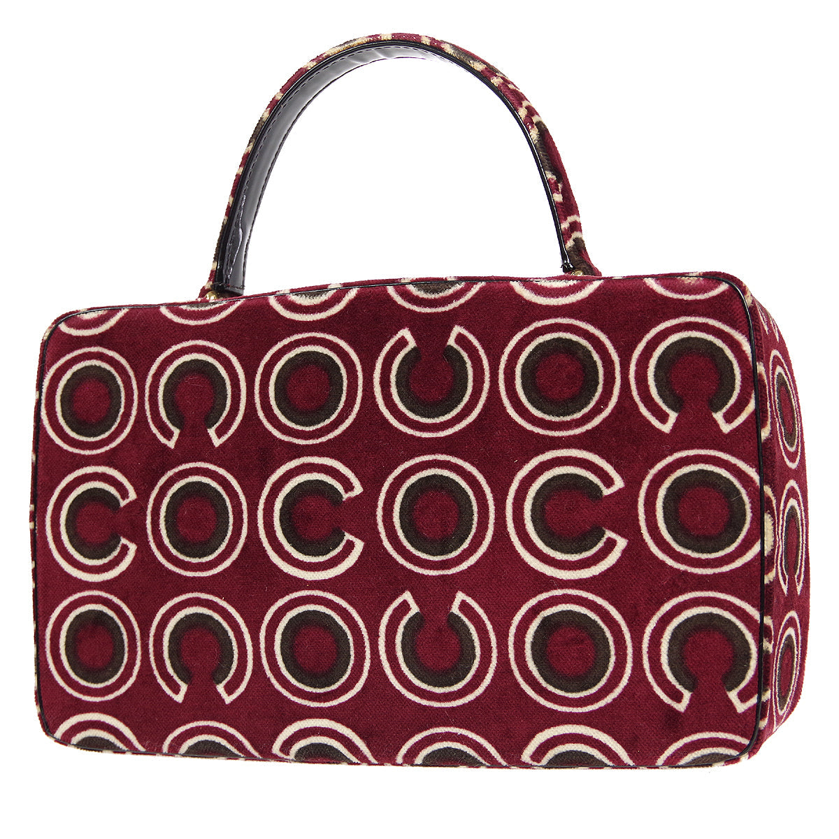 CHANEL 2001-2003 COCO Handbag Bordeaux Velvet 26588