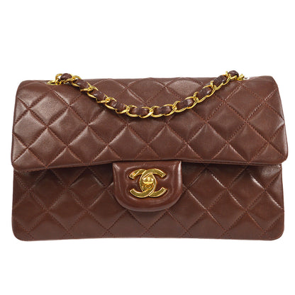 CHANEL 1996-1997 Classic Double Flap Small Brown Lambskin
