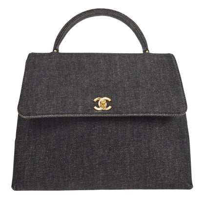 CHANEL 2000-2001 Kelly 30 Denim Black 26591