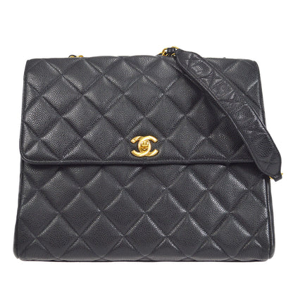 CHANEL Chain Shoulder Bag Black Caviar