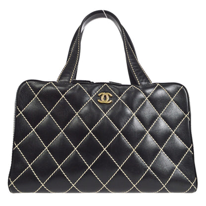 CHANEL 2001-2003 Wild Stitch Handbag Black Calfskin