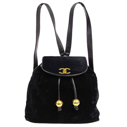 CHANEL 1991-1994 Backpack Black Velvet