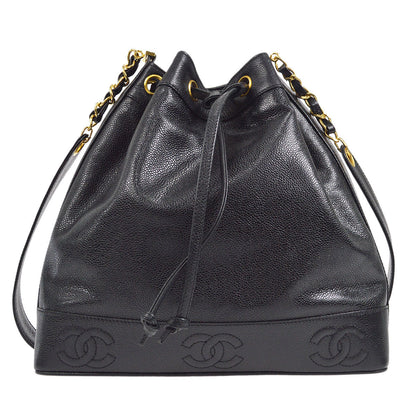 CHANEL 1994-1996 Triple CC Shoulder Bag Black Caviar
