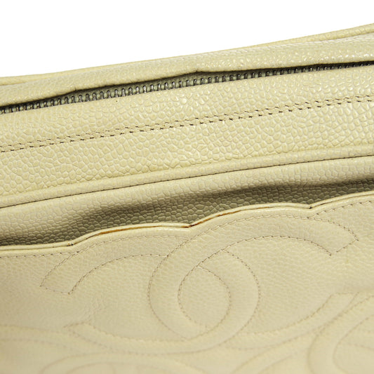 CHANEL 1994-1996 Triple CC Camera Bag Small Ivory Caviar