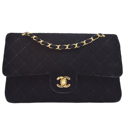CHANEL * 1994-1996 Classic Double Flap Medium Black Velvet