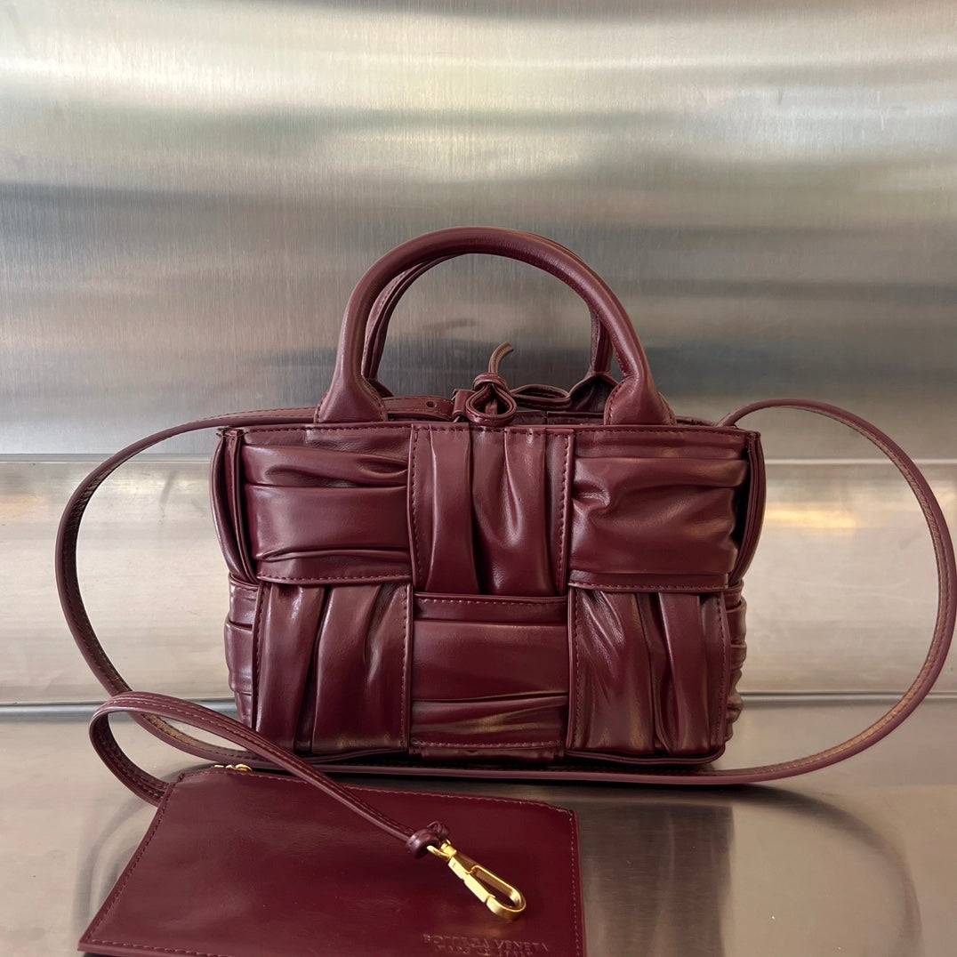 CANDY ARCO TOTE 20 IN WINE RED SOFT LAMBSKIN Amelia Amelia