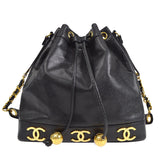 CHANEL 1997-1999 Triple CC Shoulder Bag Black Caviar 27111