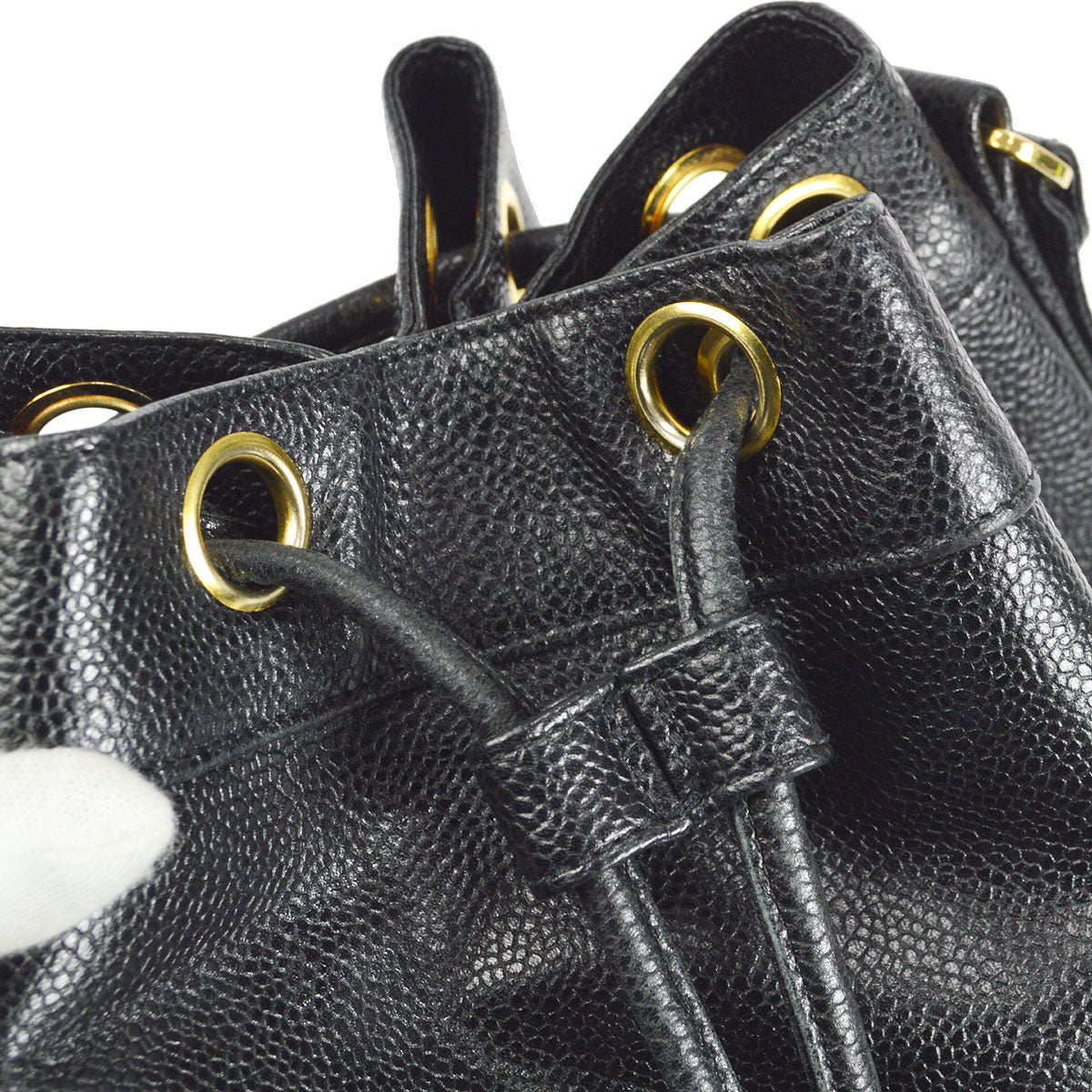 CHANEL 1997-1999 Triple CC Shoulder Bag Black Caviar 27111