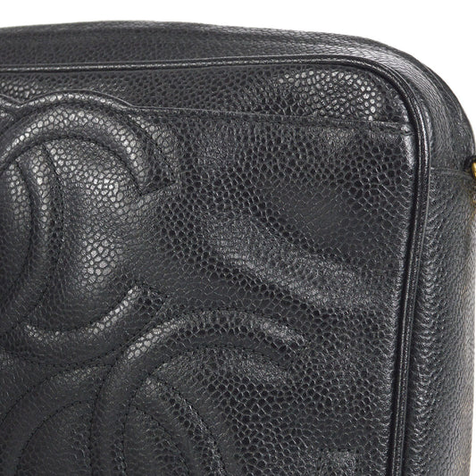 CHANEL 1994-1996 Triple CC Camera Bag Small Black Caviar
