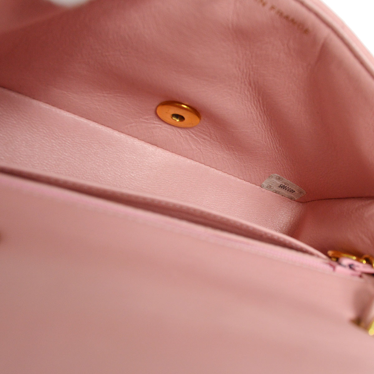 CHANEL Border Flap Handbag Mini Pink Lambskin 55257