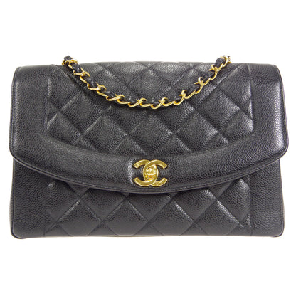 CHANEL 1997-1999 Tall Diana Flap Medium Black Caviar
