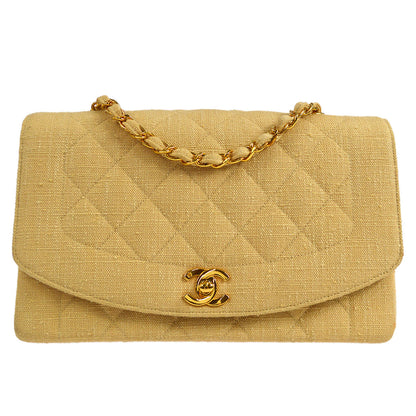 CHANEL 1991-1994 Diana Flap Medium Beige Linen