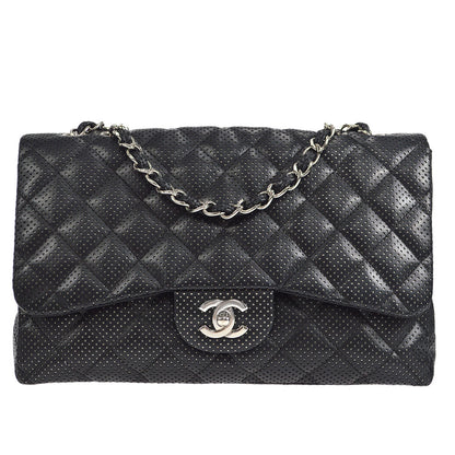 CHANEL 2006-2008 Perforated Classic Flap Jumbo Black