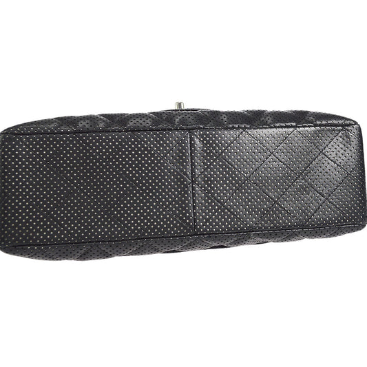 CHANEL 2006-2008 Perforated Classic Flap Jumbo Black
