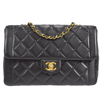 CHANEL 1994-1996 Border Flap Medium Black Lambskin