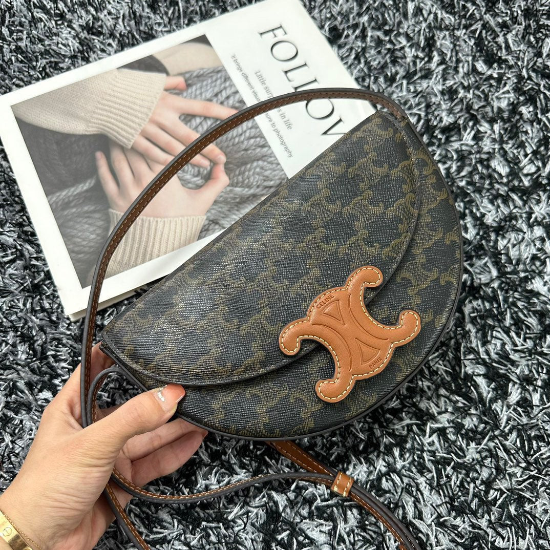 BESACE TRIPHOME 23 BLACK PATTERN CALFSKIN Amelia