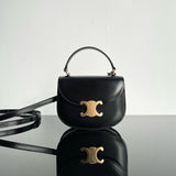 TRIOMPHE SHINY CALFSKIN HANDBAG 18 BLACK Amelia
