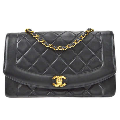 CHANEL 1989-1991 Diana Flap Medium Black Lambskin