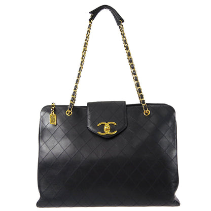 CHANEL 1991-1994 Cosmoline Supermodel Bag Black Calfskin