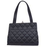 CHANEL 1996-1997 Kisslock CC Handbag Black Satin