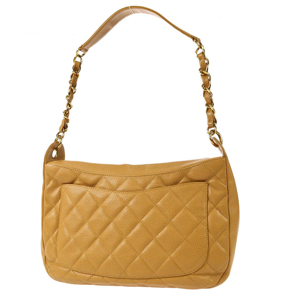CHANEL 2004-2005 Hobo Bag Camel Caviar 27237
