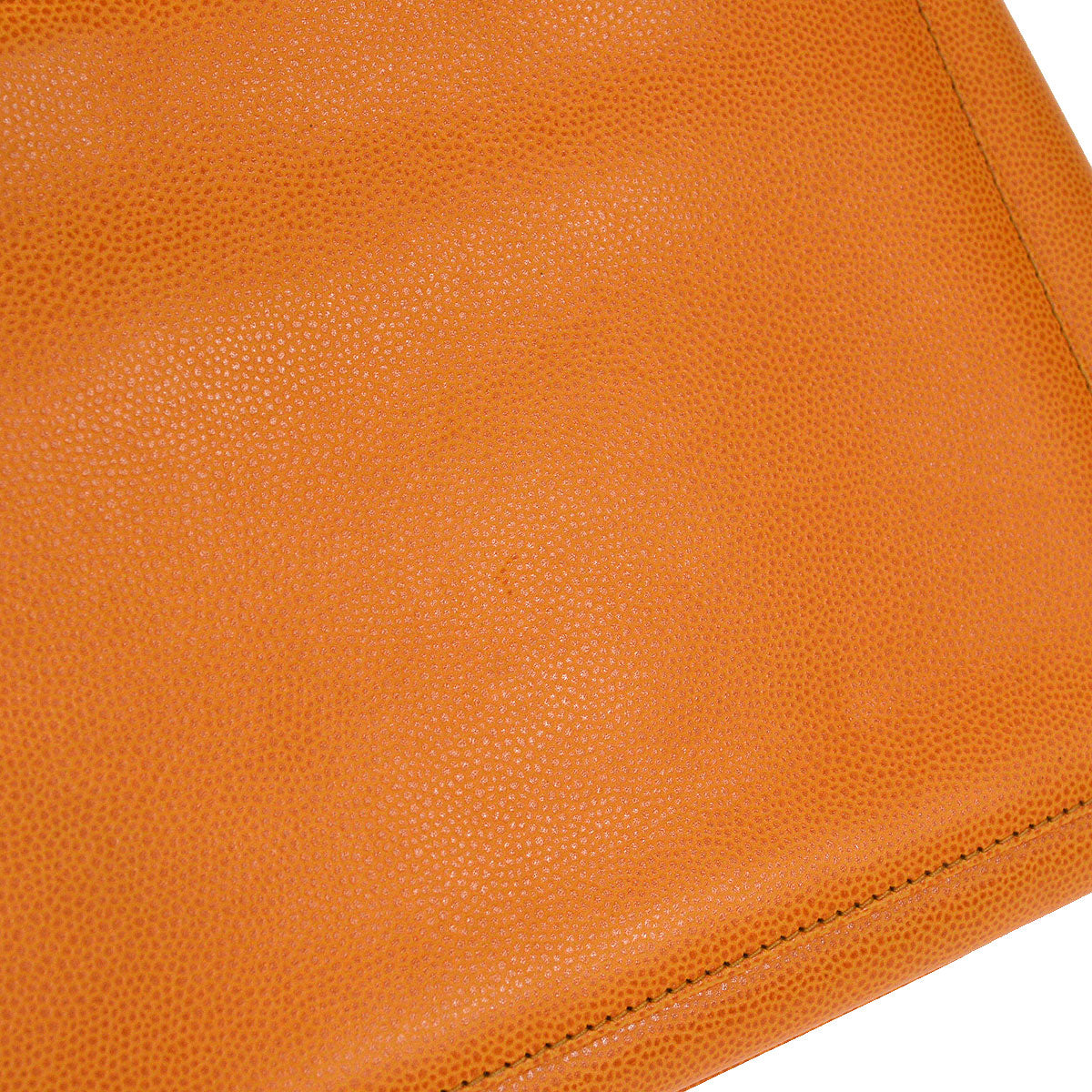 CHANEL 1998 Round Flap Handbag Medium Orange Caviar