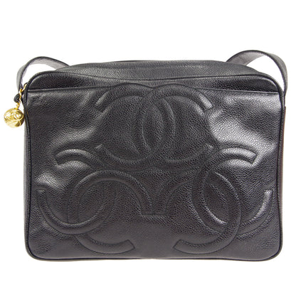CHANEL 1994-1996 Triple CC Camera Bag Large Black Caviar