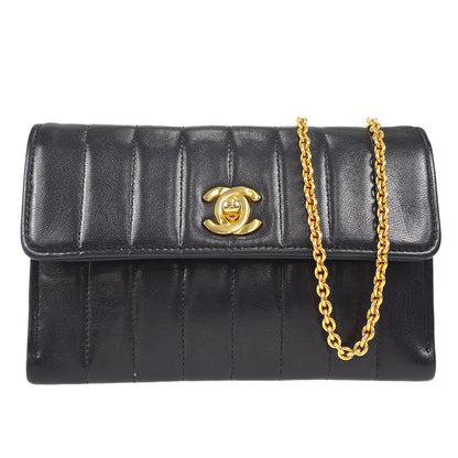 CHANEL 1991-1994 Vertical Straight Flap Mini Black Lambskin