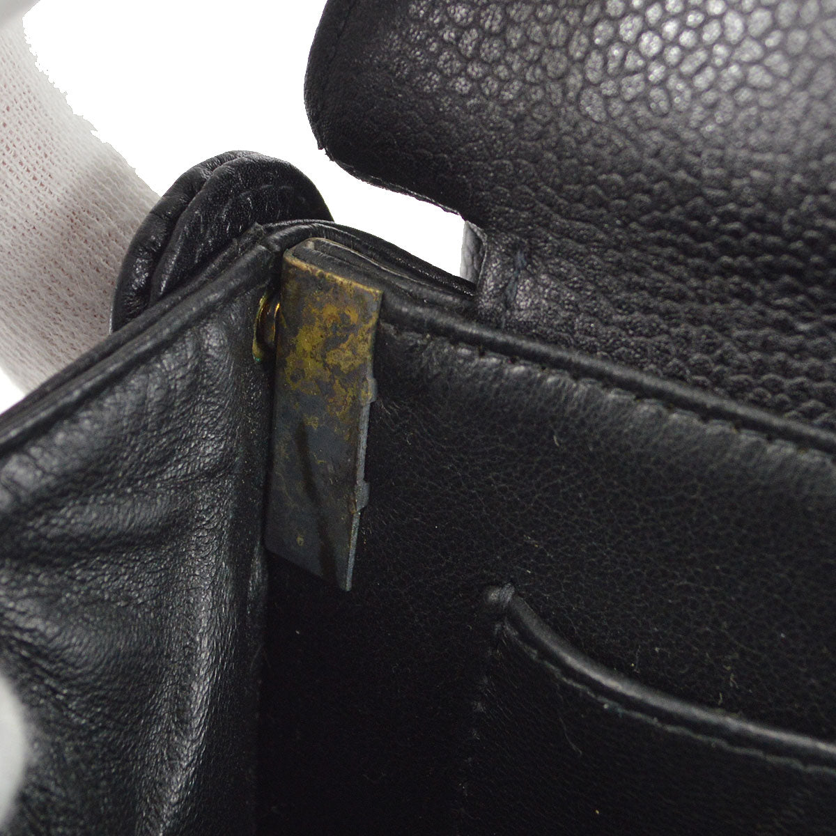 CHANEL 1996-1997 Double Side Classic Flap Shoulder Bag Medium Black Caviar
