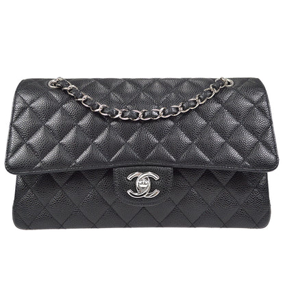CHANEL Classic Double Flap Medium Shoulder Bag Black Caviar