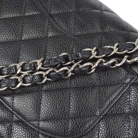 CHANEL Classic Double Flap Medium Shoulder Bag Black Caviar